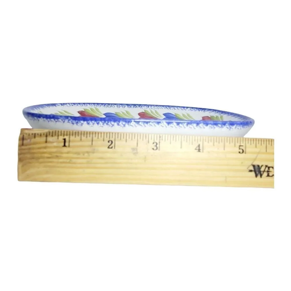 HB HENRIOT QUIMPER HAND PAINTED OVAL DISH FRANCE F.162 MULTICOLOR FLORAL RARE‎